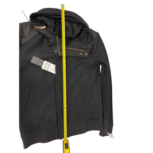 Juun J Hooded Traffic Jacket Mens Size 54 Black Wool Snap Zip Lined NWT - Picture 9 of 11